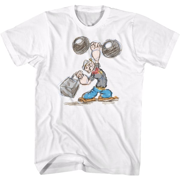 Vægtløftning Sketch Popeye T-shirt M