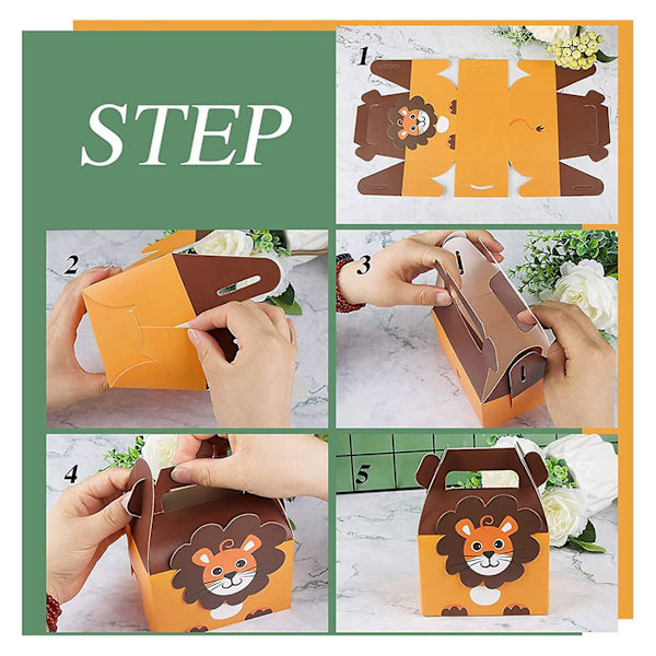 40 dyre-festposer, papirsgaveposer, små papirsposer til børnefest, 4 designs jungle tema b