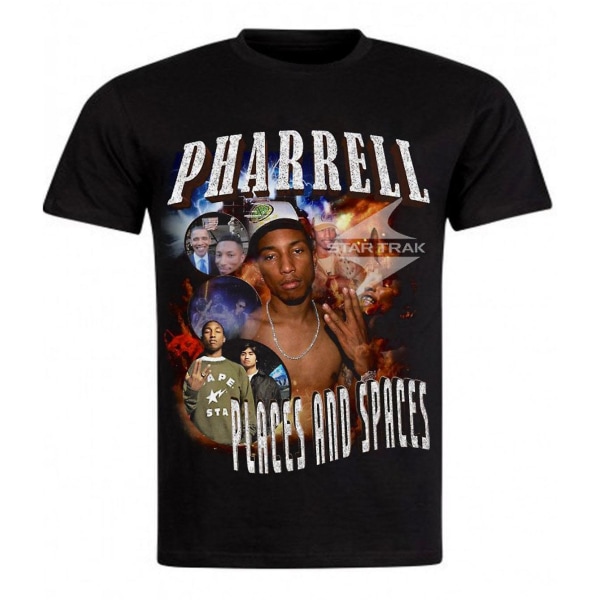 Pharell William Retro 90'er Sort T-shirt XXL