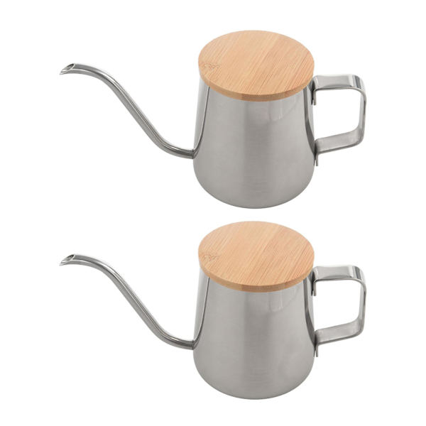 2X, 350ml Lång Smal Pip Kaffe Kan Gooseneck Kanne Rostfritt Stål Hand Drop Kanne Häll I C