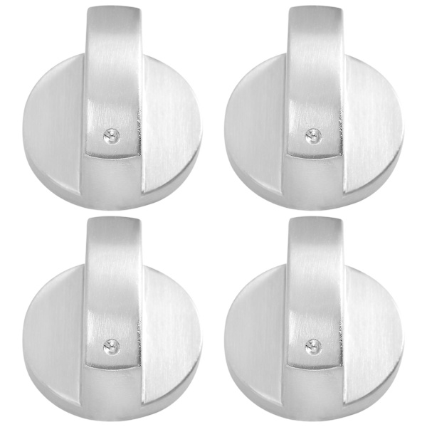Spis- och ugnknappar (4 st), 6 mm Universal Silver Gaskök Kontrollknapp Adapter Ugn Vrid