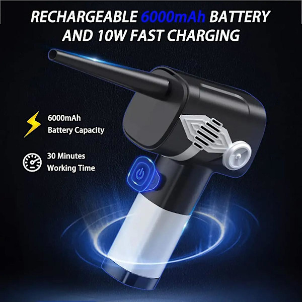 Komprimerad Luftdammsugare Tangentbordsrengörare Bärbar Sladdlös Dator Dammsugare med Batteriindikator, 5 Växlar