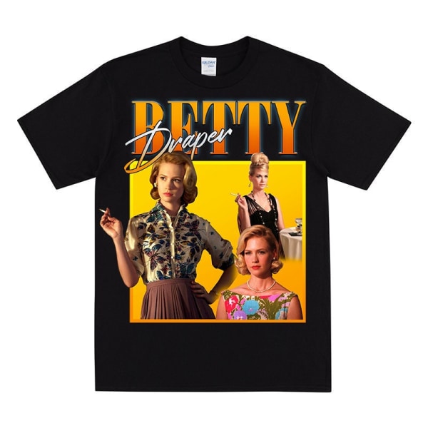 BETTY DRAPER Tribute T-skjorte for kvinner Black S