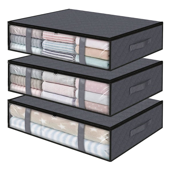 3-pack förvaringsbox Klädförvaring, hopfällbar filtförvaringsväska, förvaringsbehållare under sängen