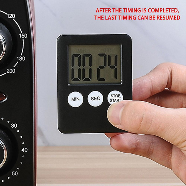 Smal LCD Digital Skärm Kök Timer Kvadratisk Matlagning Nedräkning Alarm Klocka Magnet Klocka