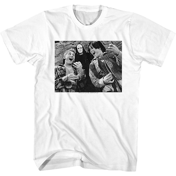 Sort og Hvid Luftguitar Bill og Ted T-shirt M