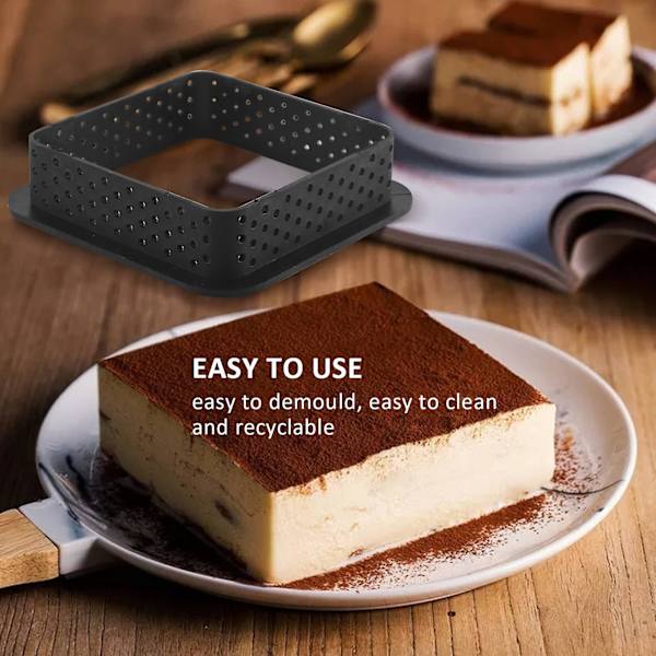 10 stk. Firkantede Tærteforme Varmebestandige Perforerede Kagemousseforme Non-Stick Bageform Mini Tærter
