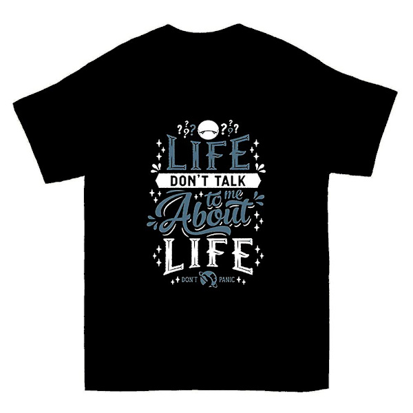 Life Hitchhikers Sitater Typografi Sci Fi Ikke Panikk T-skjorte M