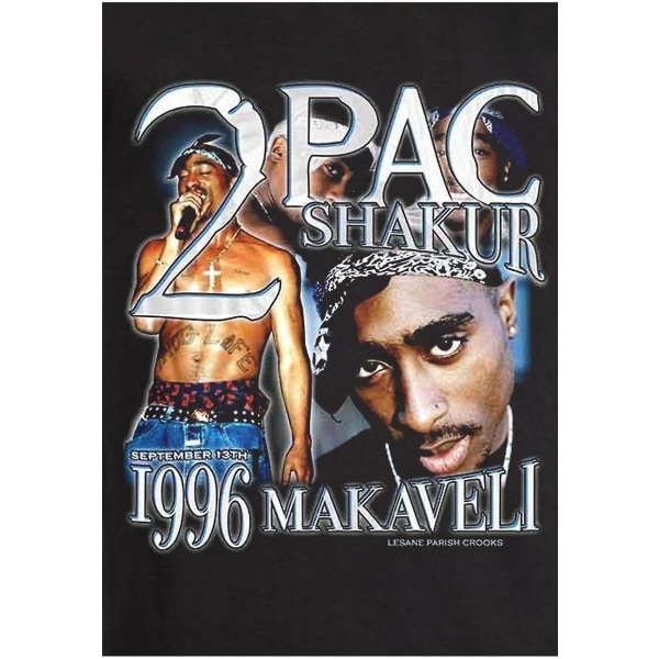 Vintage Tee Svart T-shirt Retro 90S Tupac Shakur XXL