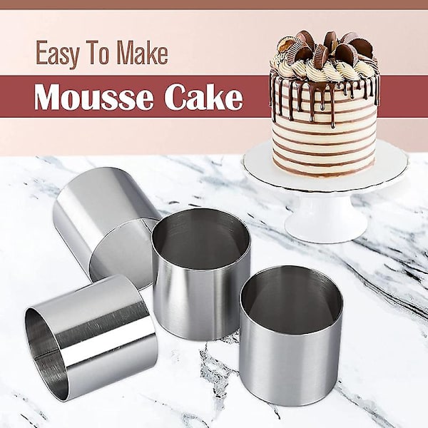 6 stk Runde Kageudstikkere Rustfrit Stål Mousse Ringe Mini Runde Kageudstikkere Omelet Lam