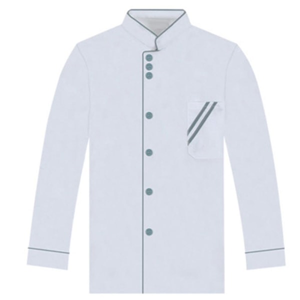 Unisex Kort & Långärmad Kockjacka Hotellkök Serviceuniform Arbetskläder White and Blue M Long Sleeve