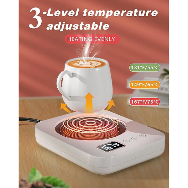 Kaffekoppvärmare Koppenhet Skrivbordsvärmare med 3 Temperaturinställningar/Gravitationssensorbrytare/Automatisk Avstängning