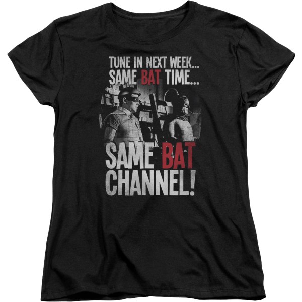 Womens Same Bat Time Same Bat Channel Batman T-shirt Ny L