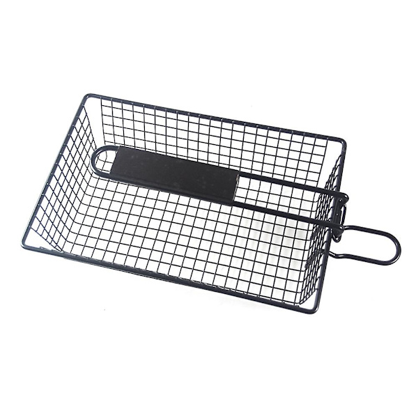 Grillkurv i metall for fiskesteik med lokk, non-stick