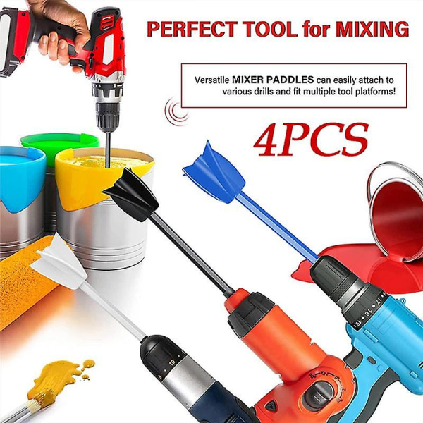 4 stk Epoxy Rørepinne Maling Rørepinne Kitt Cement Maling Mikser Tilbehør med Borchuck for