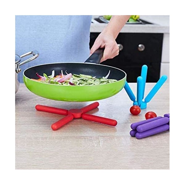 Foldbar Silikon Trivet, Ikke-Foldbar Design Utvidbar Silikon Gryteklut, Mørk Grå