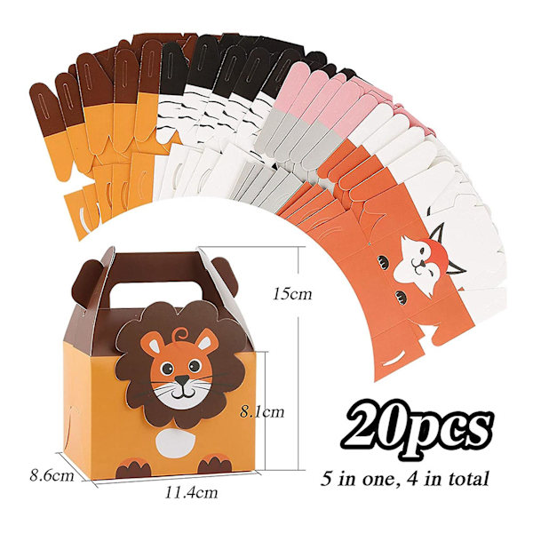 40 dyre-festposer, papirsgaveposer, små papirsposer til børnefest, 4 designs jungle tema b
