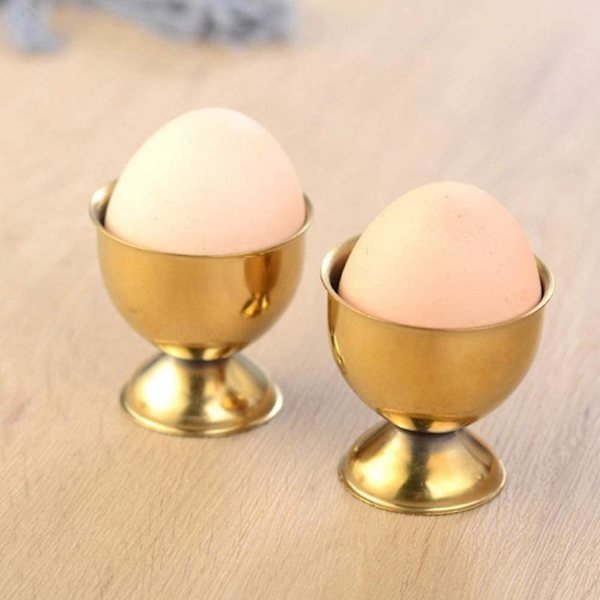 Äggkoppssats i rostfritt stål, kokt ägg och mjukt brickverktyg, kökshållare, guld