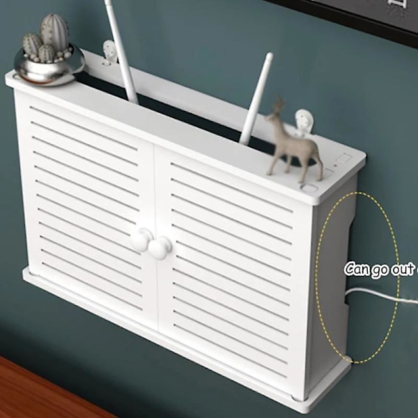 Trådlös wifi-router förvaringslåda trälåda kabel strömförsörjning plus trådhylla väggmonterad plug-in board