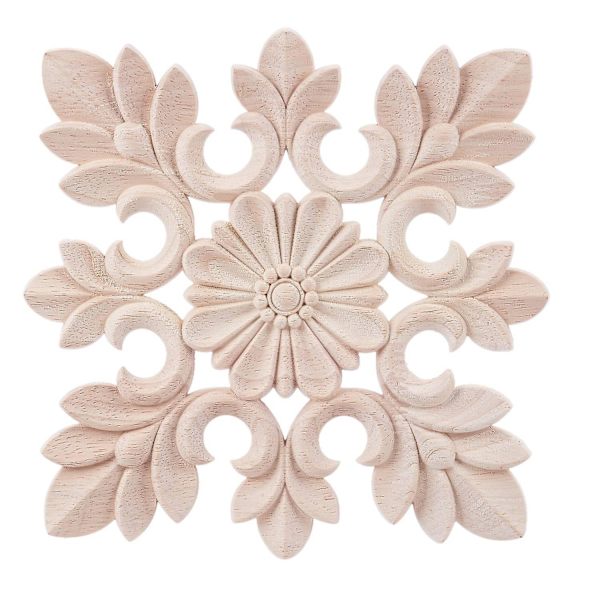 1X Träskärvning Blomma Applikation Hantverk Inlägg Applikation Möbel DIY Dekoration# C: 20*20cm