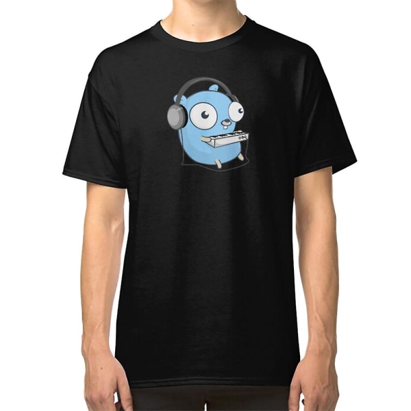 The Golang Mascot: Music (Black Edition) T-shirt L