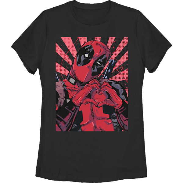 Dame Deadpool Hjerte Hænder Marvel Comics T-shirt Ny M
