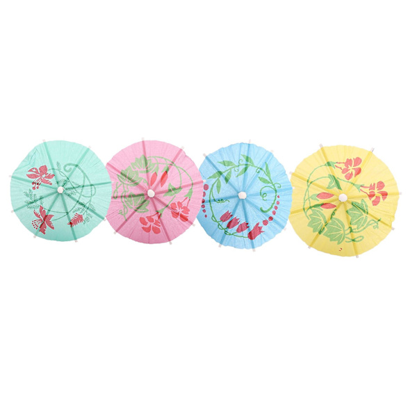 100 Blandede Papir Cocktail Paraplyer Parasol Party Tropiske Drikke Tilbehør
