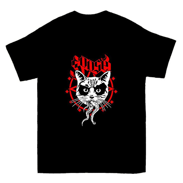 Svart metall katt T-skjorte M