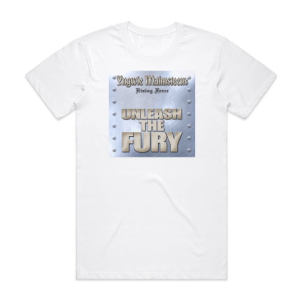 Yngwie J Malmsteens Rising Force Unleash The Fury Album Cover T-Shirt Hvid XXXL