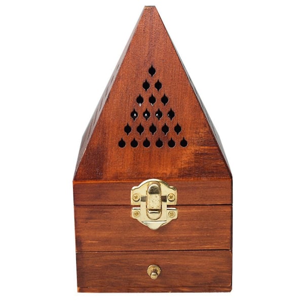 Trä Agarwood Sandelträ Box Brännare Antik Aromaterapi Brännare Pyramid Hollow Box