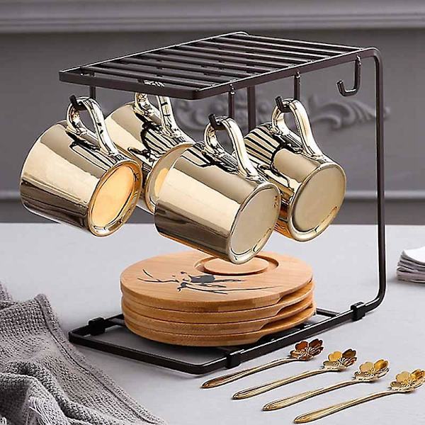 Guld Spejlrefleksion Kop og Træ Underkop Kaffekop (Zebra) C