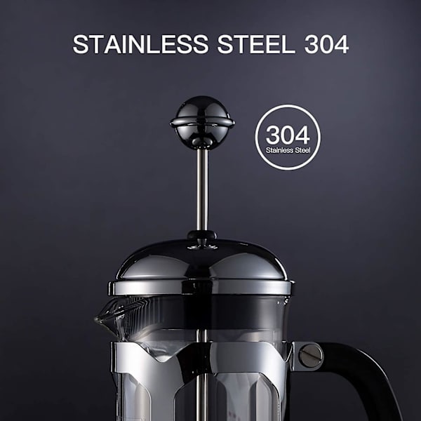 Fransk Press Kaffebryggare (350 ml), Pressystem, Värmebeständig Tjock Borosilikatglas, Hållbar