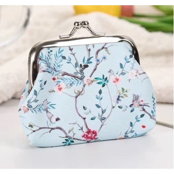 Klip pung - Blomsterprint - 9x7cm - Mint