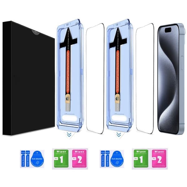 iPhone 15 Pro 2-PACK näytönsuoja, täysin peittävä karkaistu lasi