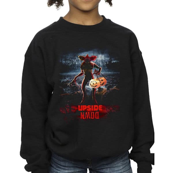 Netflix Piger Stranger Things Græskar Upside Down Sweatshirt 9- Sort 9-11 År Black 9-11 Years