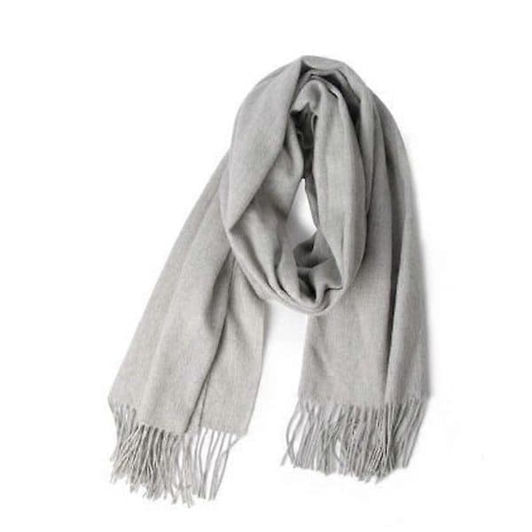 Kasjmirsjal for menn, ensfarget, Pashmina-skjerf, Lys grå light grey