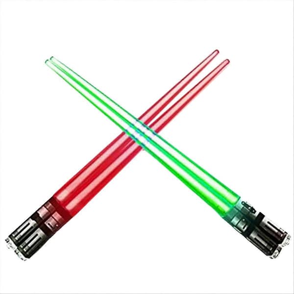 Lysende LightSaber Spisepinde Sæt, 2 Par, Rød Grøn