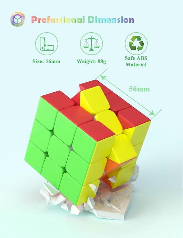 Speed Cube Fast Cube - Hurtig, jævn rotation, solid, holdbar og klæbefri, frostet, bedste puslespil Magic Cube legetøj - Roterer hurtigere end originalen til børn
