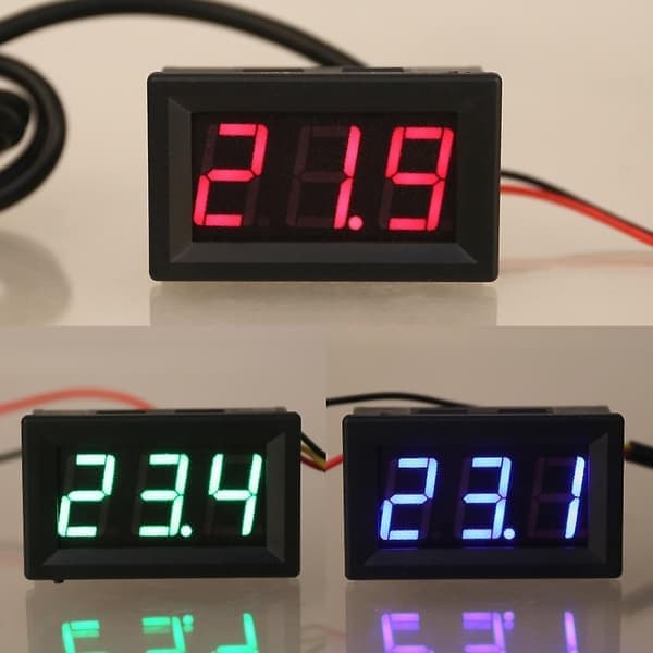 0,56\" DS18B20 Digital Termometer Vattentät Temperatursensor Sond DC 12V 24V Röd