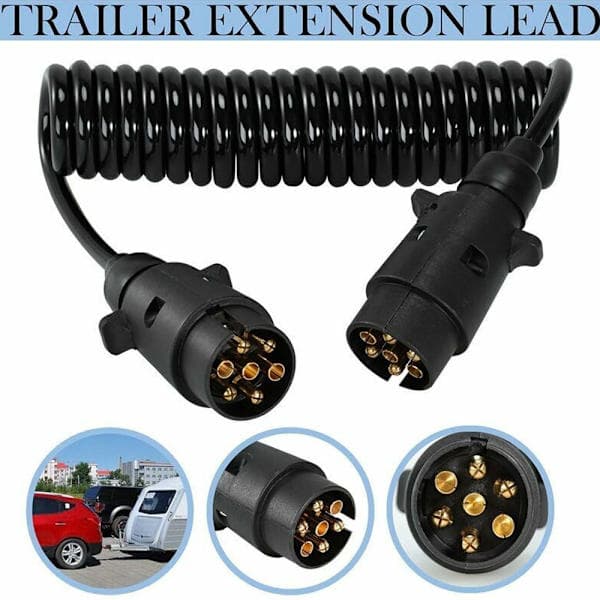 2 m 7-polet trailerforlængerkabel med stikforbindelse til traileradapter, 7-polet ledningsstik til campingvogne