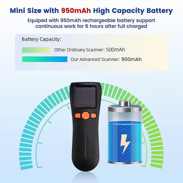 Bærbar mini bluetooth-skanner 1D/2D trådløs strekkodeskanner
