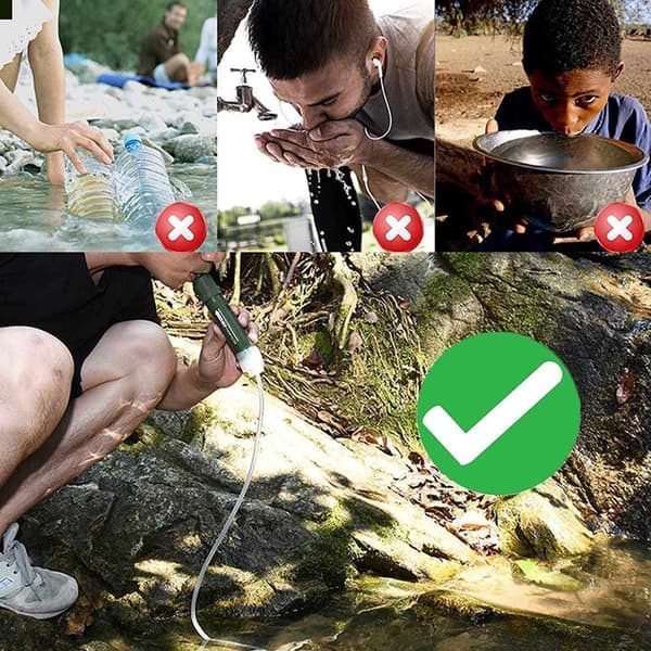Bærbart vannfilter og vannrenser med karbonfilter