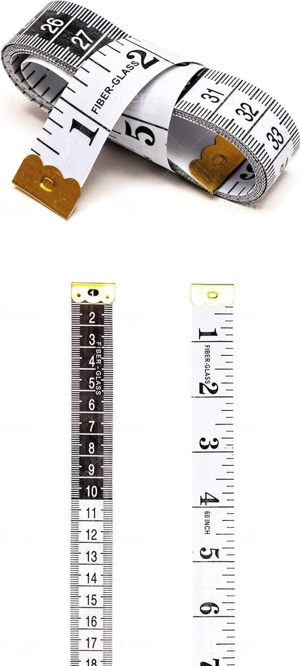 Dobbeltsidet blødt målebånd til kropsmåling, 60 tommer / 150 cm hvid og sort
