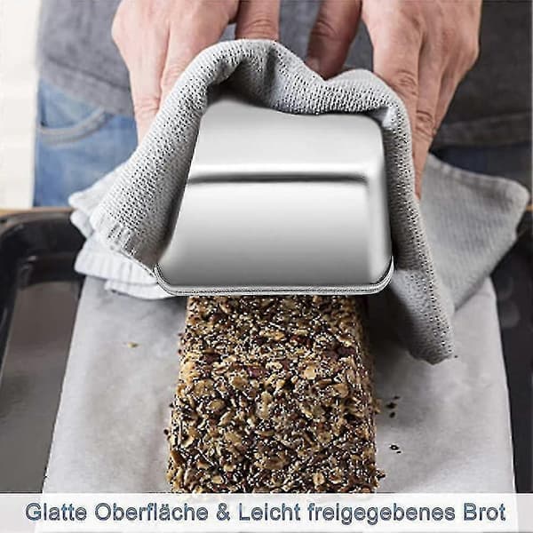 Brødform i rustfrit stål, sæt med 2, rektangulær bageform til brød og kage[TT]