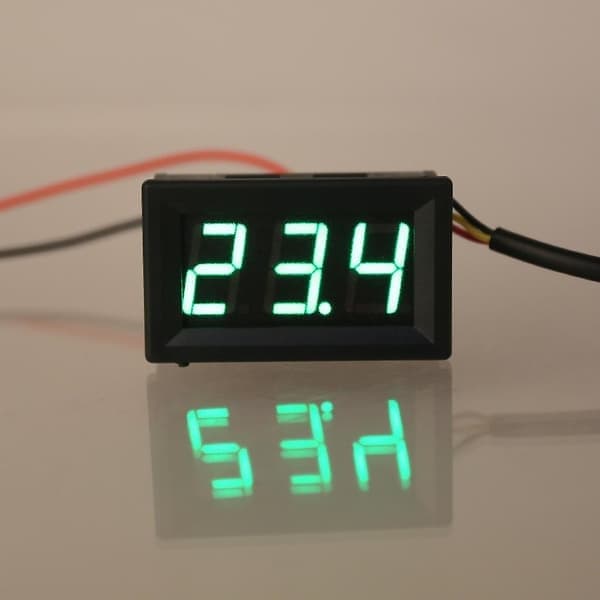 0,56\" DS18B20 Digitalt Termometer Vandtæt Temperatursensor Probe DC 12V 24V Rød