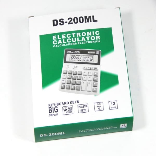 DS-200ML Klassisk Kalkulator - Store Knapper Hvit
