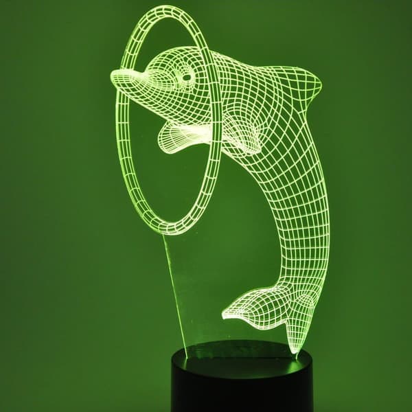 3D Illusion Delfin LED Natlys, 7 Farver Gradvis Skift
