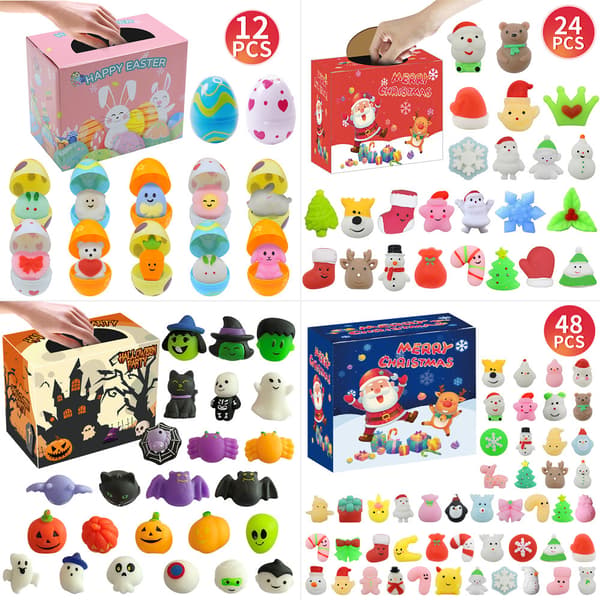 Jule Squishy Ball Blind Box, 36 stk. tilfeldig mykt stressavlastende sensorisk leketøysett 36pc
