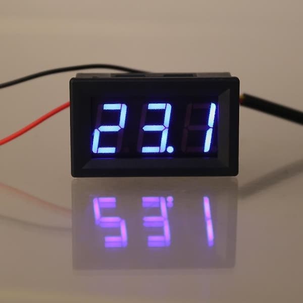 0,56\" DS18B20 Digitalt Termometer Vandtæt Temperatursensor Probe DC 12V 24V Rød