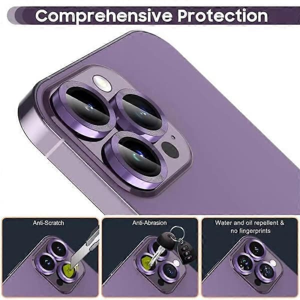 CD-textur metall kameralinsskydd med härdat glas för iPhone 14 Pro/iPhone 14 Pro Max